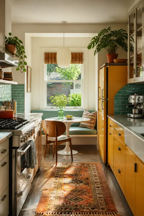 Colorful Retro Kitchen: Window Breakfast Nook