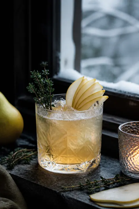 Winter Pear Cocktail with Thyme