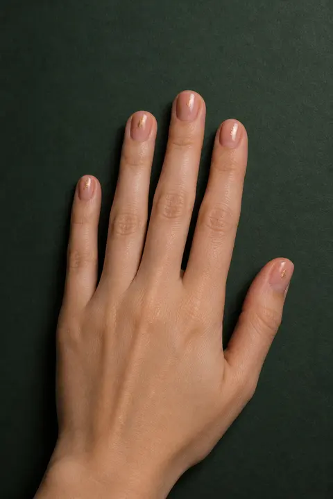Minimal Nude Nails with Gold Leaf