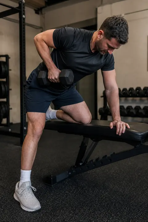 One-Arm Dumbbell Row with Bench Support