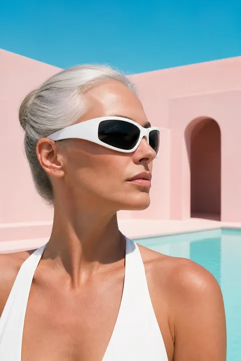 White Futuristic Sunglasses by the Pool