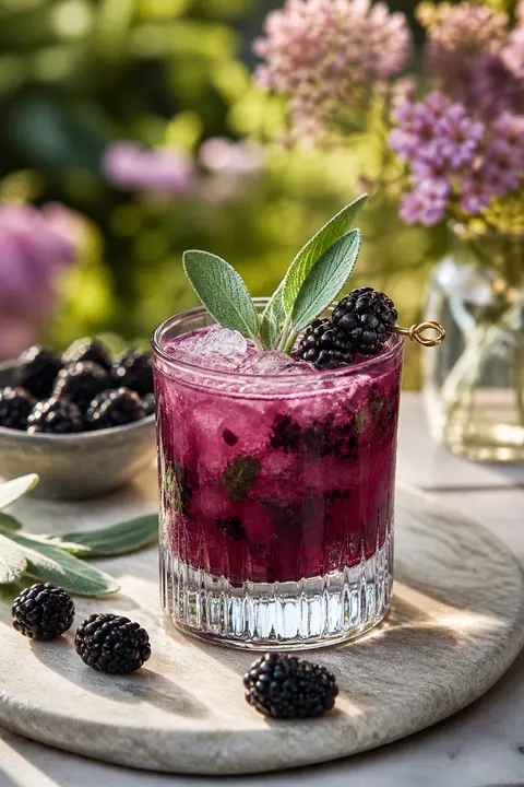 Sunlit Garden Table with Blackberry Sage Smash