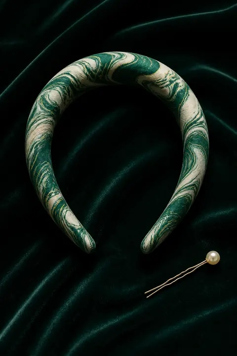 Green Brocade Padded Headband