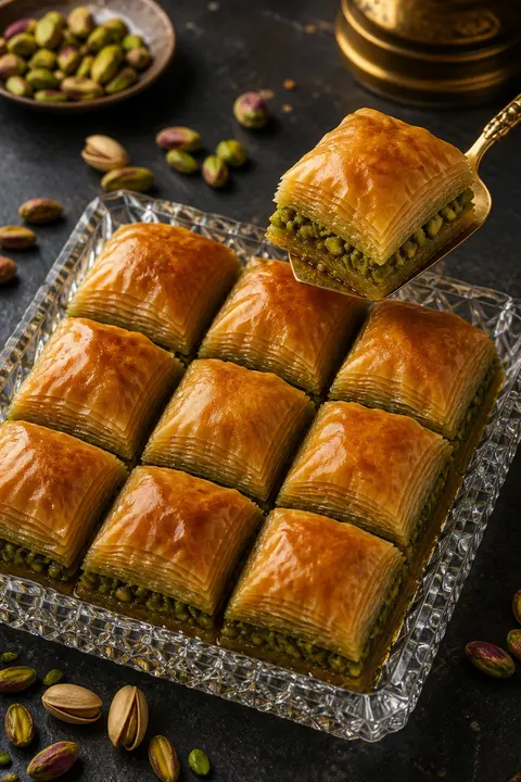 Pistachio Baklava with Crisp Golden Layers
