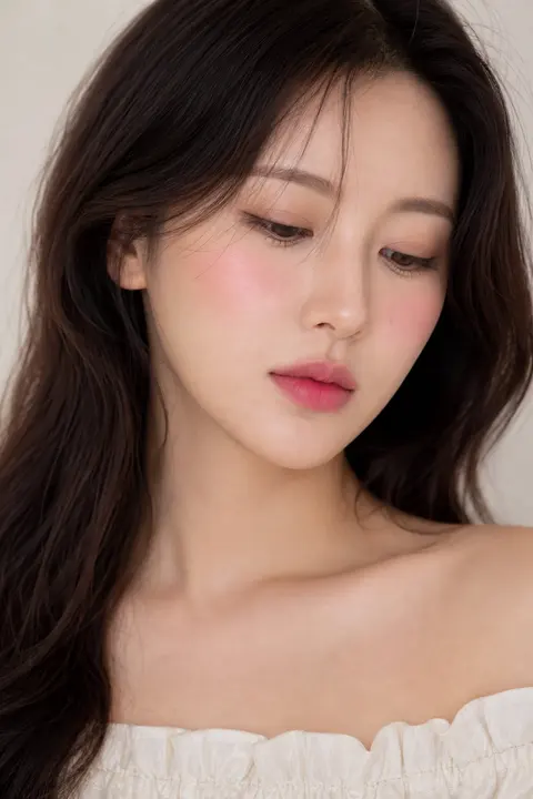Watercolor Pink Blush with Soft Berry Lips