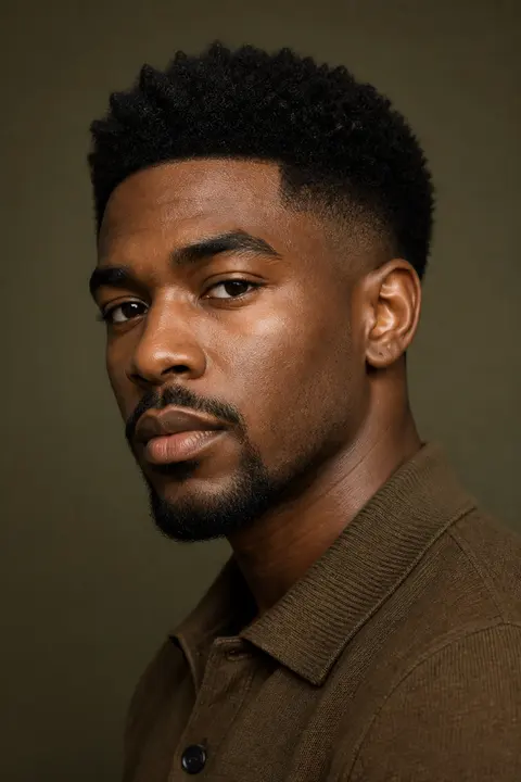 Men’s Tapered Afro with a Clean Fade