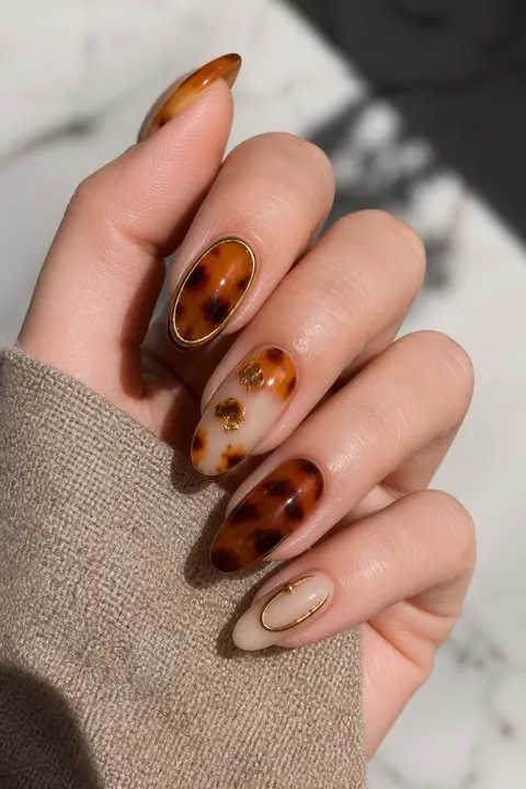 Caramel Tortoiseshell for Long Oval Nails