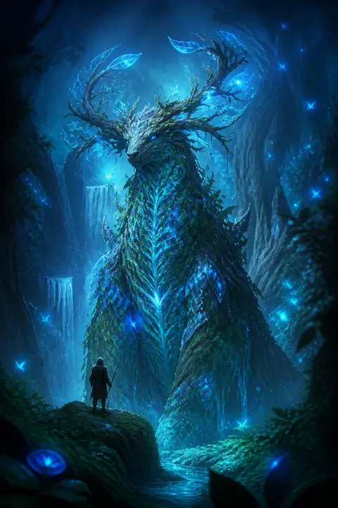 Bioluminescent Forest Guardian — Matte Painting
