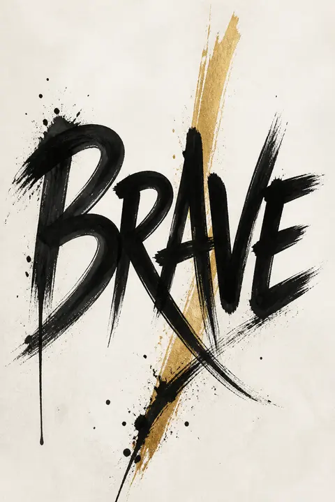 Hand-Lettered Ink Typography: BRAVE