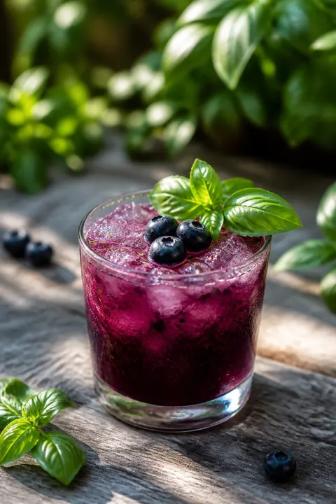 Blueberry Basil Smash with Crushed Ice