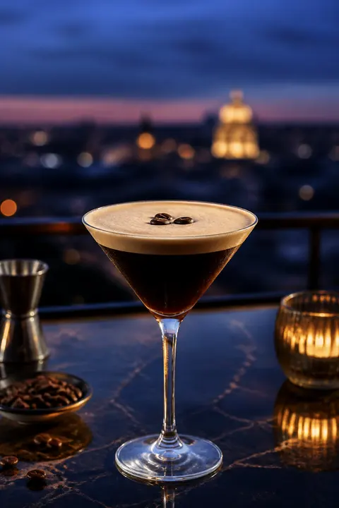 Blue-Hour Rooftop Espresso Martini