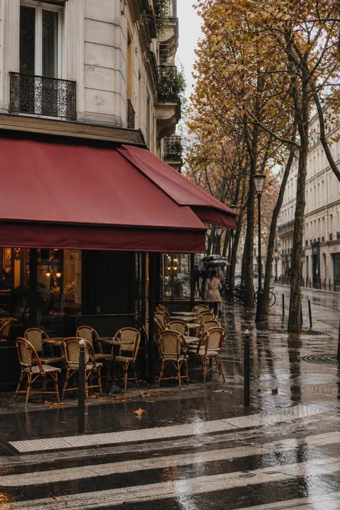 Paris Corner Café on a Rainy Afternoon