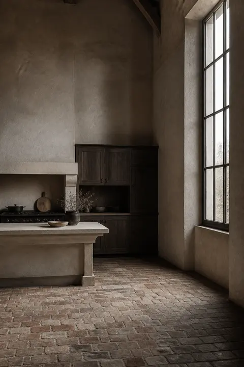 Belgian Farmhouse Kitchen in Weathered Gray