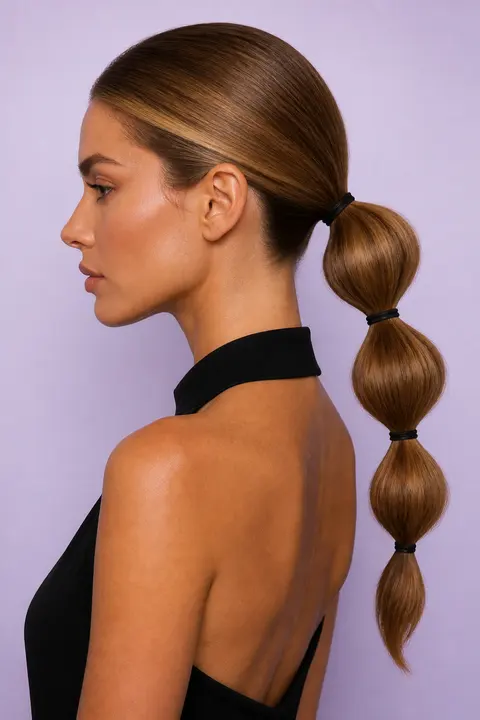 Sleek Low Bubble Ponytail