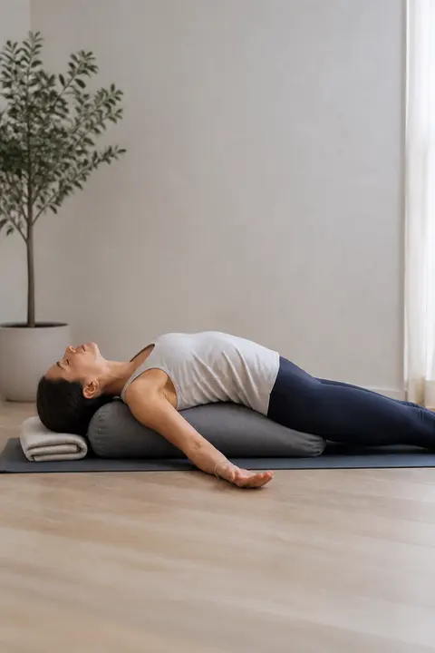Supported Fish Pose with a Bolster
