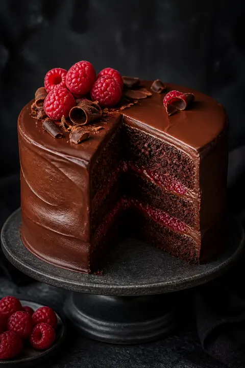 Vegan Chocolate Raspberry Layer Cake