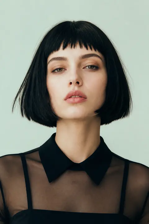 Black Bob with Short Micro Bangs