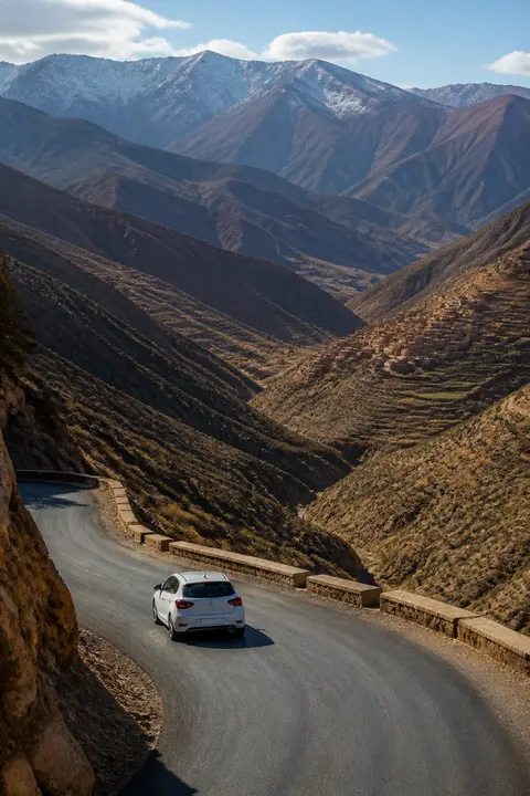 Winding Drive Through the Atlas Mountains