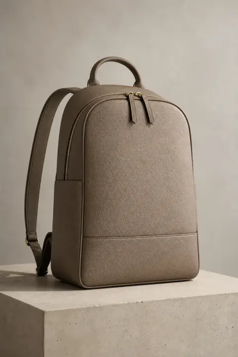 Taupe Leather Backpack Minimalism