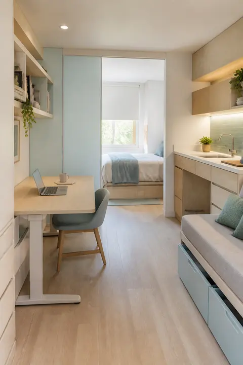 Accessible Compact Studio with Clear Circulation