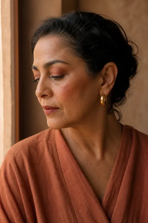 Terracotta Monochrome Makeup on Mature Skin