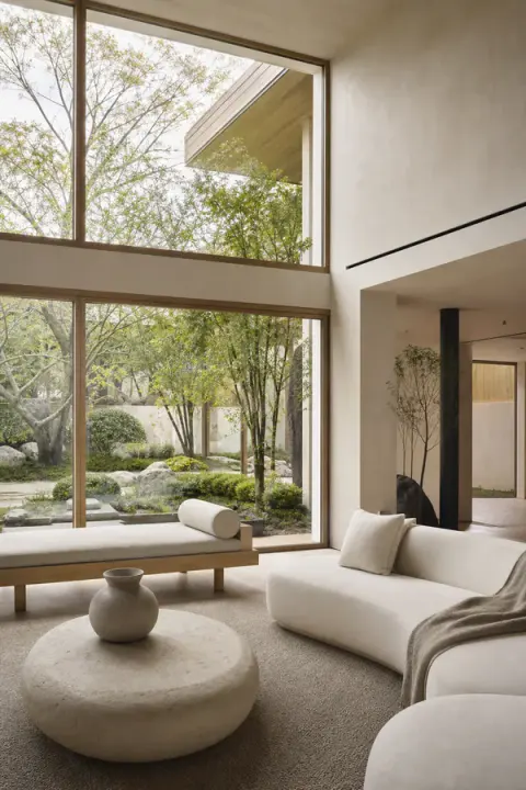 Serene Japandi Garden Living Room