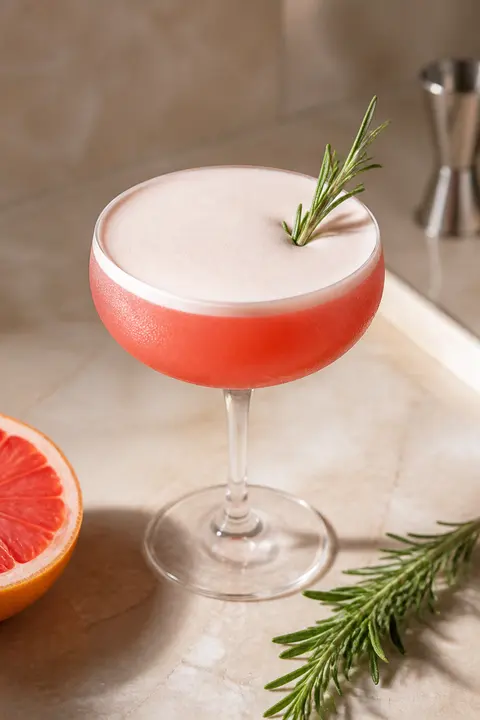 Rosemary Grapefruit Sour with Pink Foam