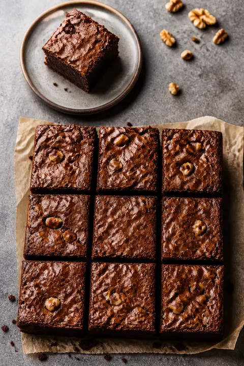 Fudgy Walnut Brownies with Crackled Tops