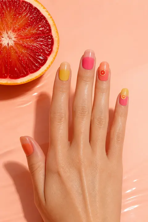 Colorful Citrus Jelly Nail Art