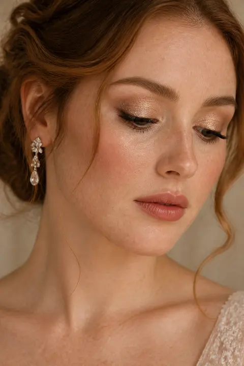Fair Freckled Skin with Champagne Bridal Eye