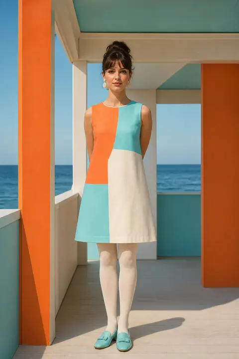 Retro Orange and Aqua Shift Dress