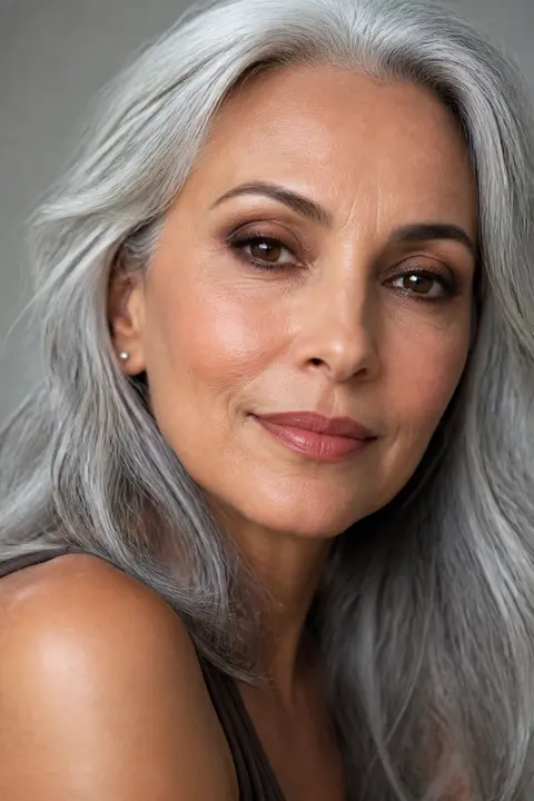 Silver Hair — Soft Brown Smoky Eye