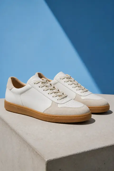 Minimal White Leather Court Sneakers