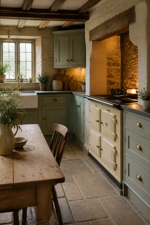 English Country Kitchen in Soft Sage