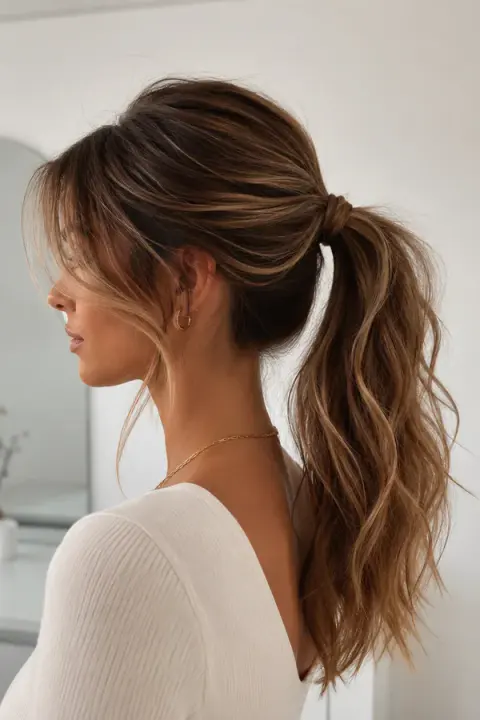 Modern Wavy Ponytail Hairstyle ✨