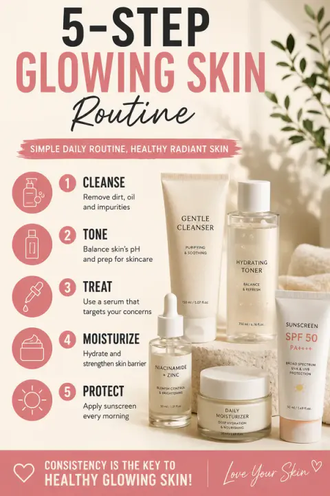 5-Step Morning Skincare Routine With Niacinamide and SPF 50
