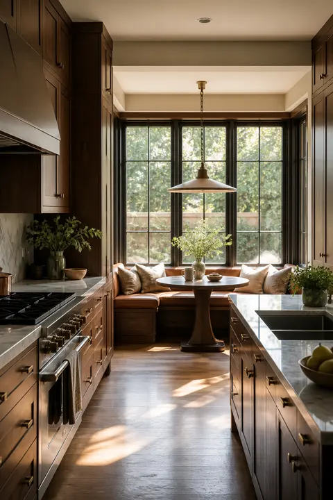 Walnut Modern Kitchen: Window Breakfast Nook