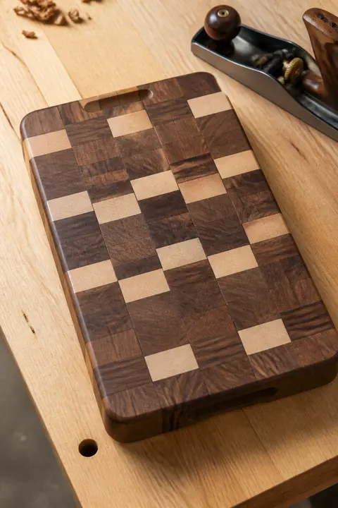 Walnut and Maple End-Grain Cutting Board