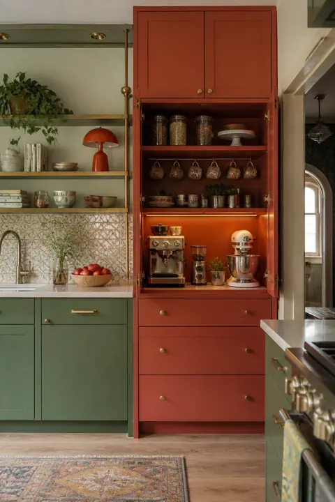 Colorful Retro Kitchen, Coffee and Baking Station