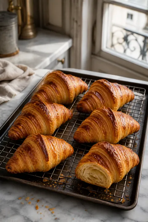 Golden Butter Croissants with Flaky Layers