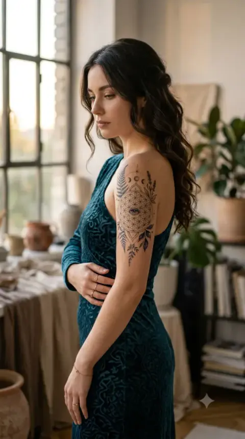 Flower of Life Geometric Arm Tattoo