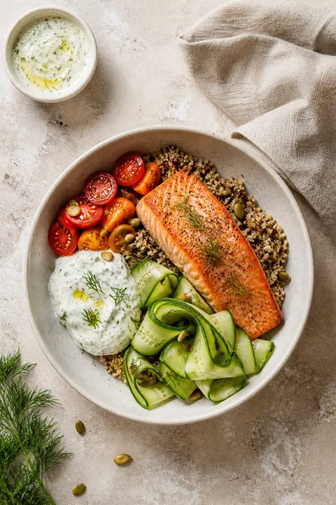 Roasted Salmon Quinoa Bowl
