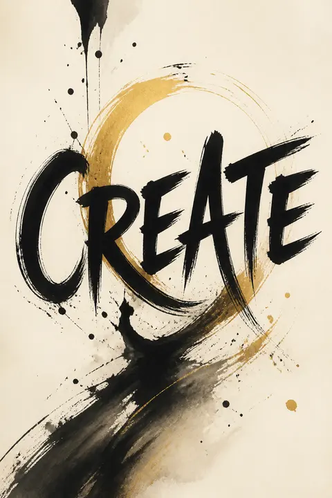 Hand-Lettered Ink Typography: CREATE