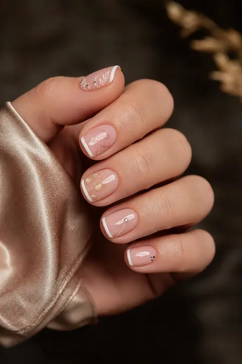 Short Square Nails with Micro French Tips