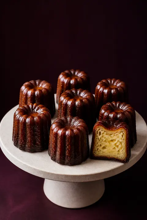 Dark Caramel Canelés with Custard Centers