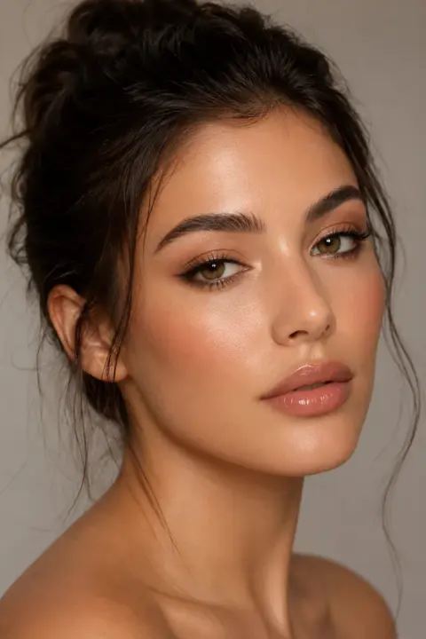 Warm Brown Soft Glam with Glossy Lips