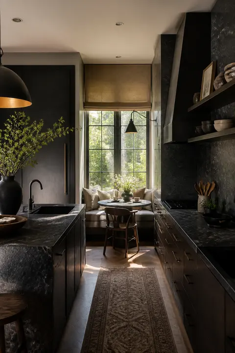 Black Stone Kitchen: Window Breakfast Nook