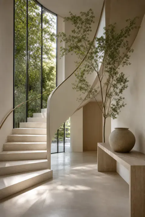 Sculptural Staircase Entry Hall