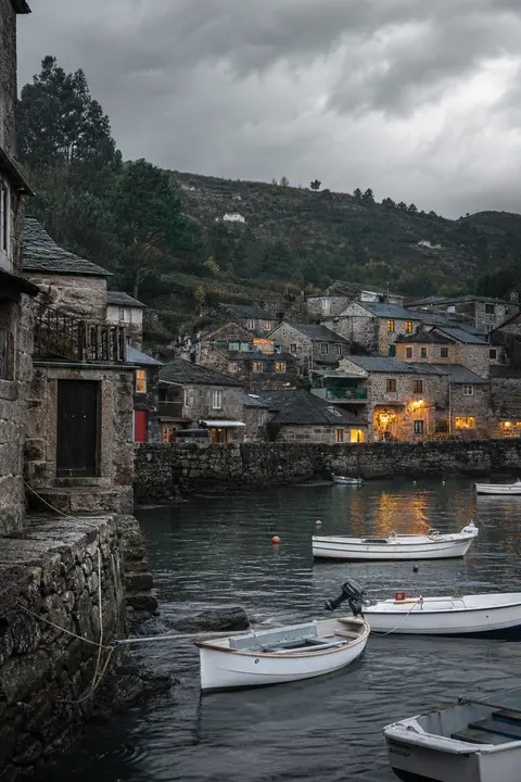 Stone Fishing Village on a Quiet Harbor
