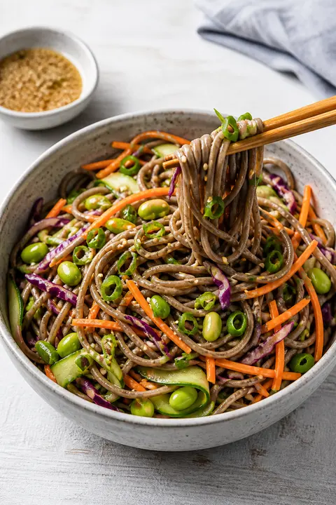 Rainbow Soba Noodle Salad with Edamame
